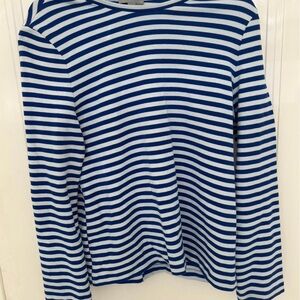 COS Blue and White Striped Long Sleeve Top